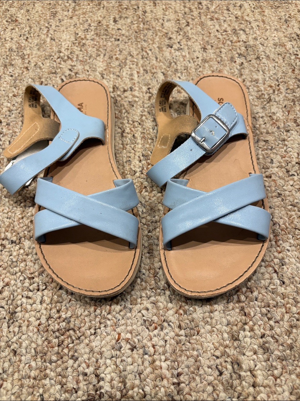 Light Blue Kids Cross-Strap Sandals with Adjustable Buckle